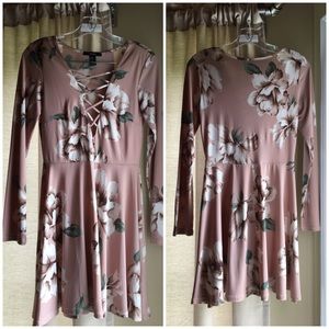Forever 21 Blush Pink Floral Print Dress- M